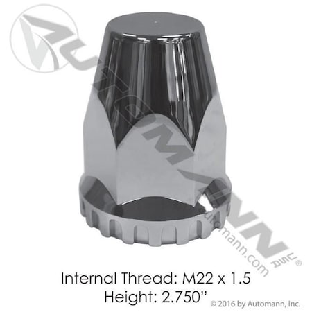 Automann Lugnut, Wheel, Thread On M22 X 1.5, Chrome Plastic 562.A4003TP